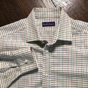 Classic Ralph Lauren Purple Label Shirt Size 16 White Check Made in Italy